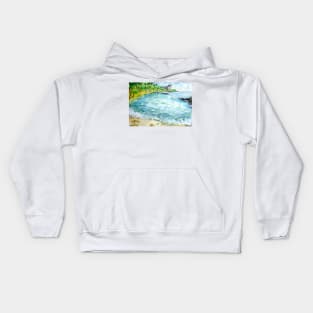 Honolulu, Hawaii Watercolor Painting Kids Hoodie